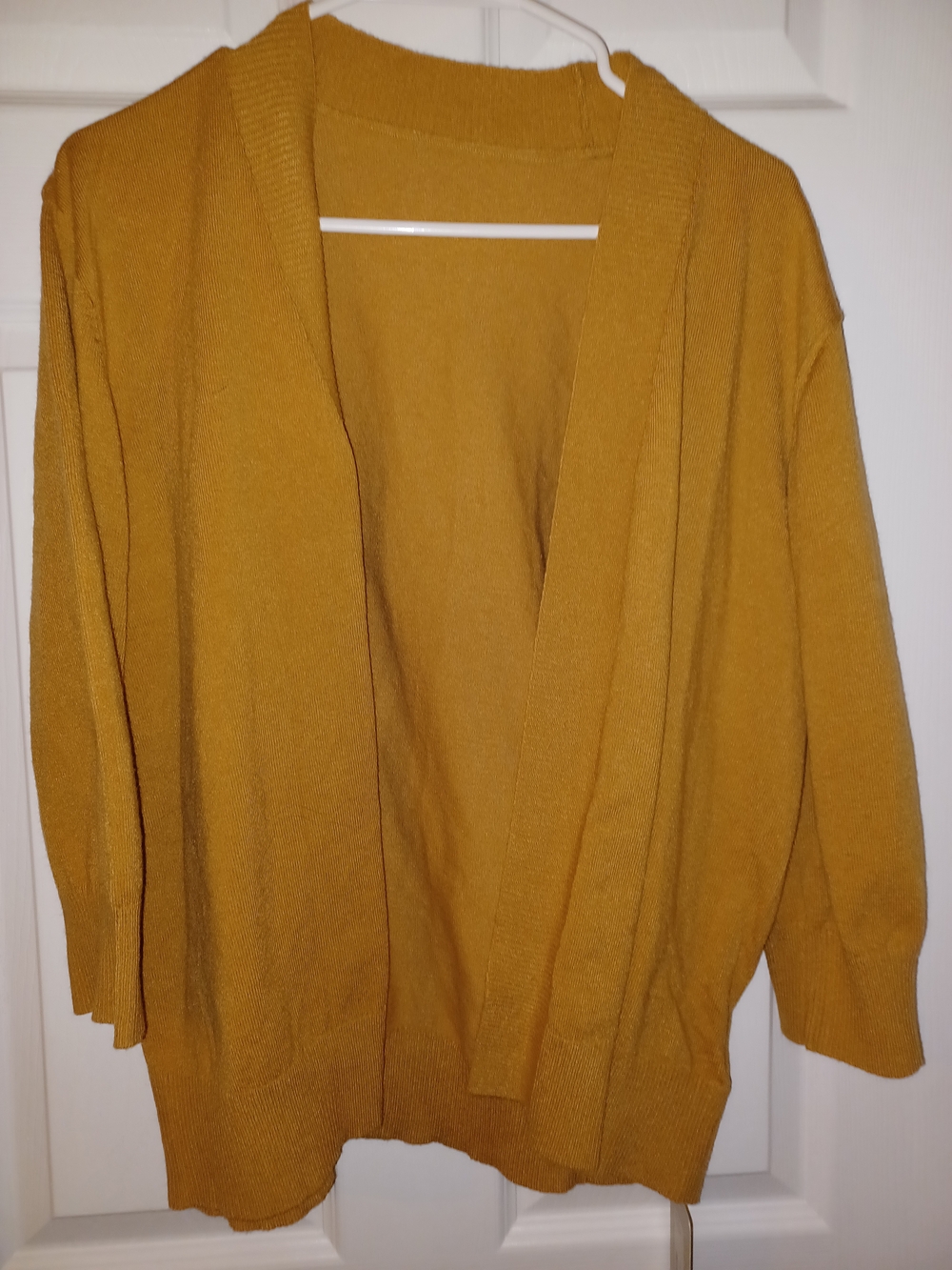 Boutique Open-Front Mustard Women’s Cardigan Sweater